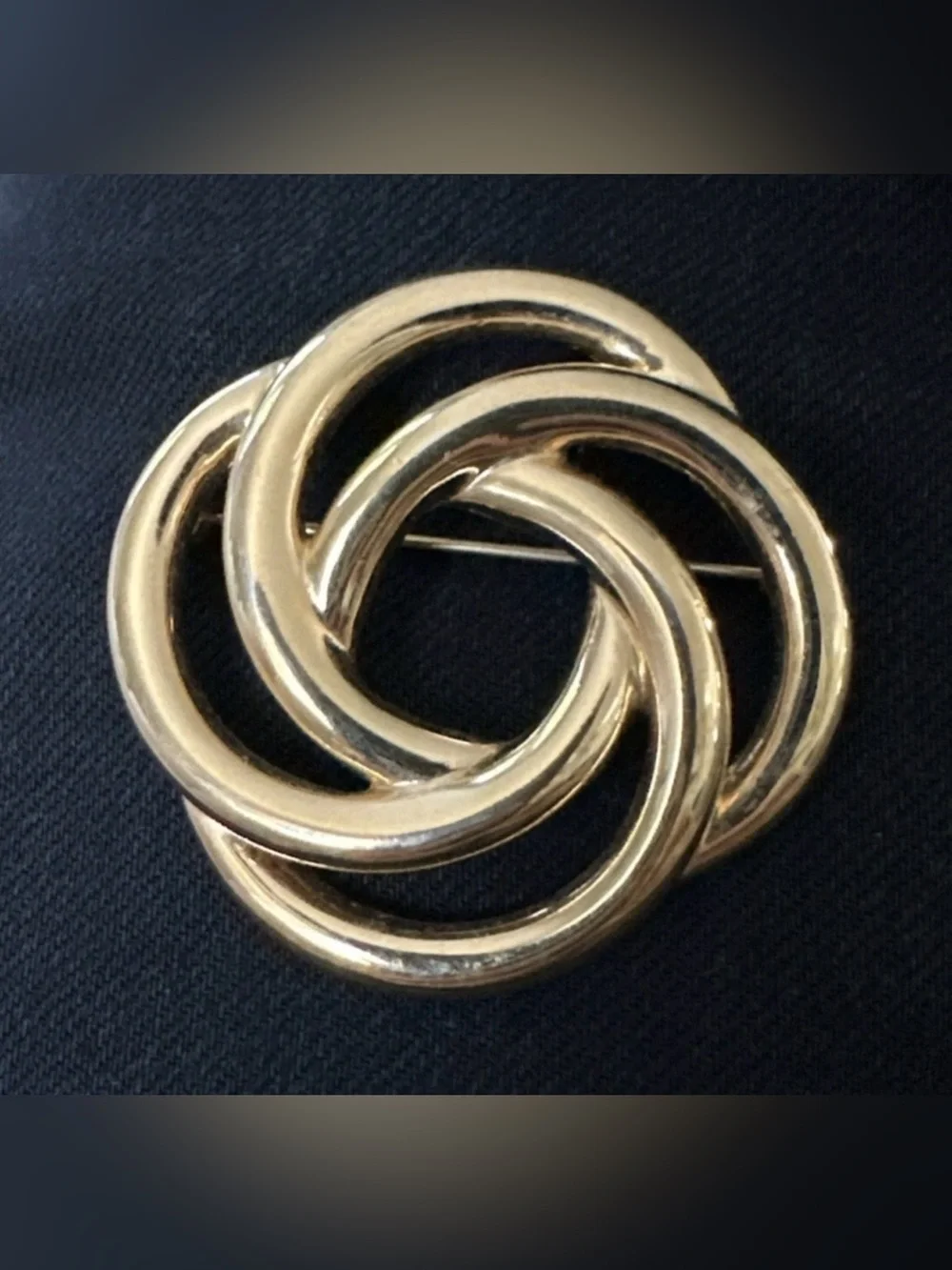 Vintage Monet Interlocking Circles Statement Brooch‎ Pin Gold Tone Four Hoops
